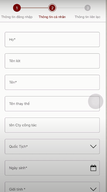 Nhập thông tin cá nhân