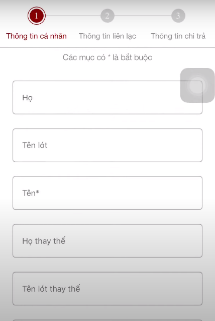 Nhập thông tin cá nhân