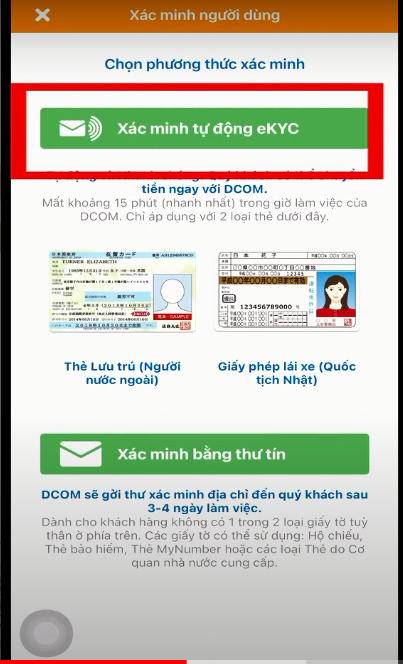 Chọn phương thức xác minh