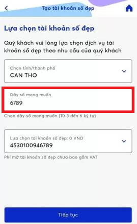 Nhập từ 3 - 6 ký tự mong muốn