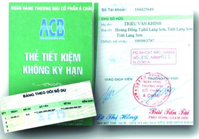 Sổ tiết kiệm không kỳ hạn ACB