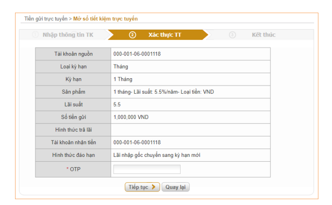 Xác thực thông tin mở sổ tiết kiệm 