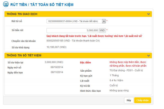 Tất toán sổ tiết kiệm PVcombank