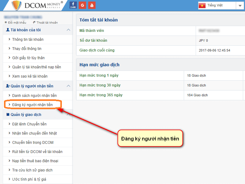 Thay đổi hạn mức giao dịch