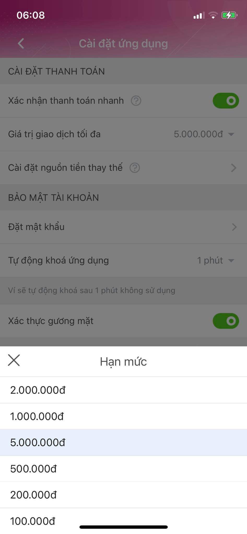 Hạn mức giao dịch trên ví Momo