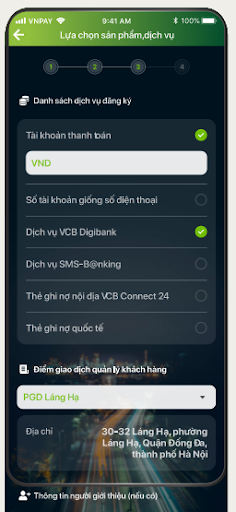 Chọn thẻ ATM Vietcombank muốn mở