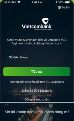 Chọn mở tài khoản dành cho khách hàng mới
