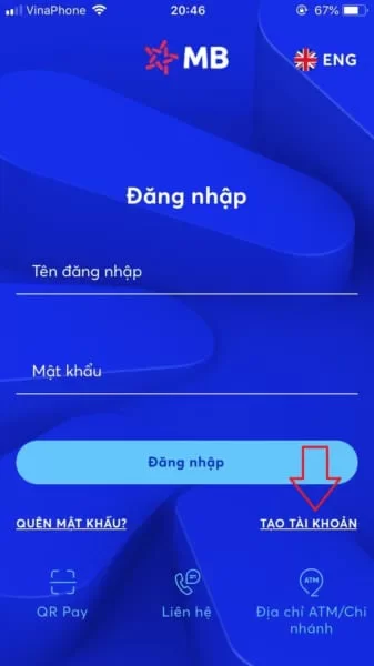 Chọn tạo tài khoản