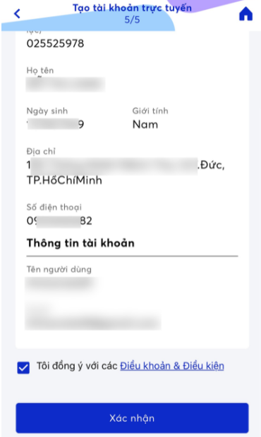 Hoàn tất thủ tục mở tài khoản tứ quý MB