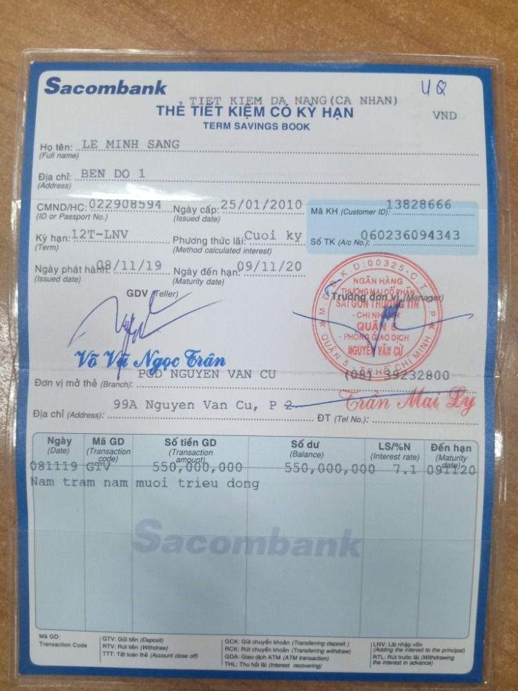 Kiểm tra số dư sổ tiết kiệm Sacombank 