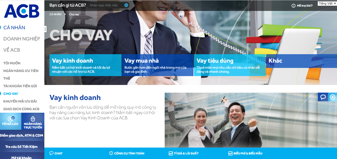 Tiền gửi đầu tư không trực tuyến ACB