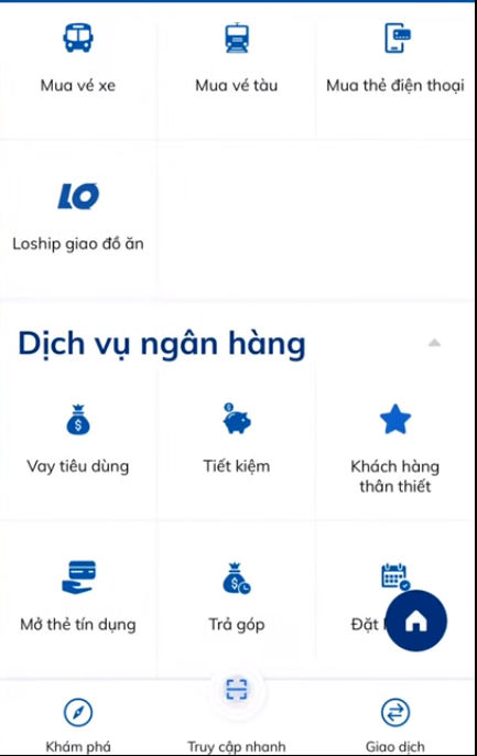 Chọn tính năng tiết kiệm online 