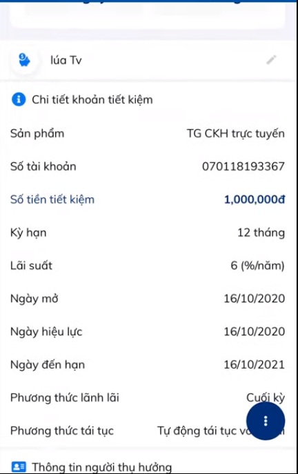 Thông tin sản phẩm gửi tiết kiệm 