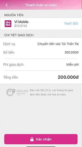Chọn nguồn tiền để thực hiện