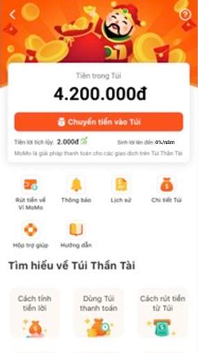 Chọn tính năng rút tiền về ví