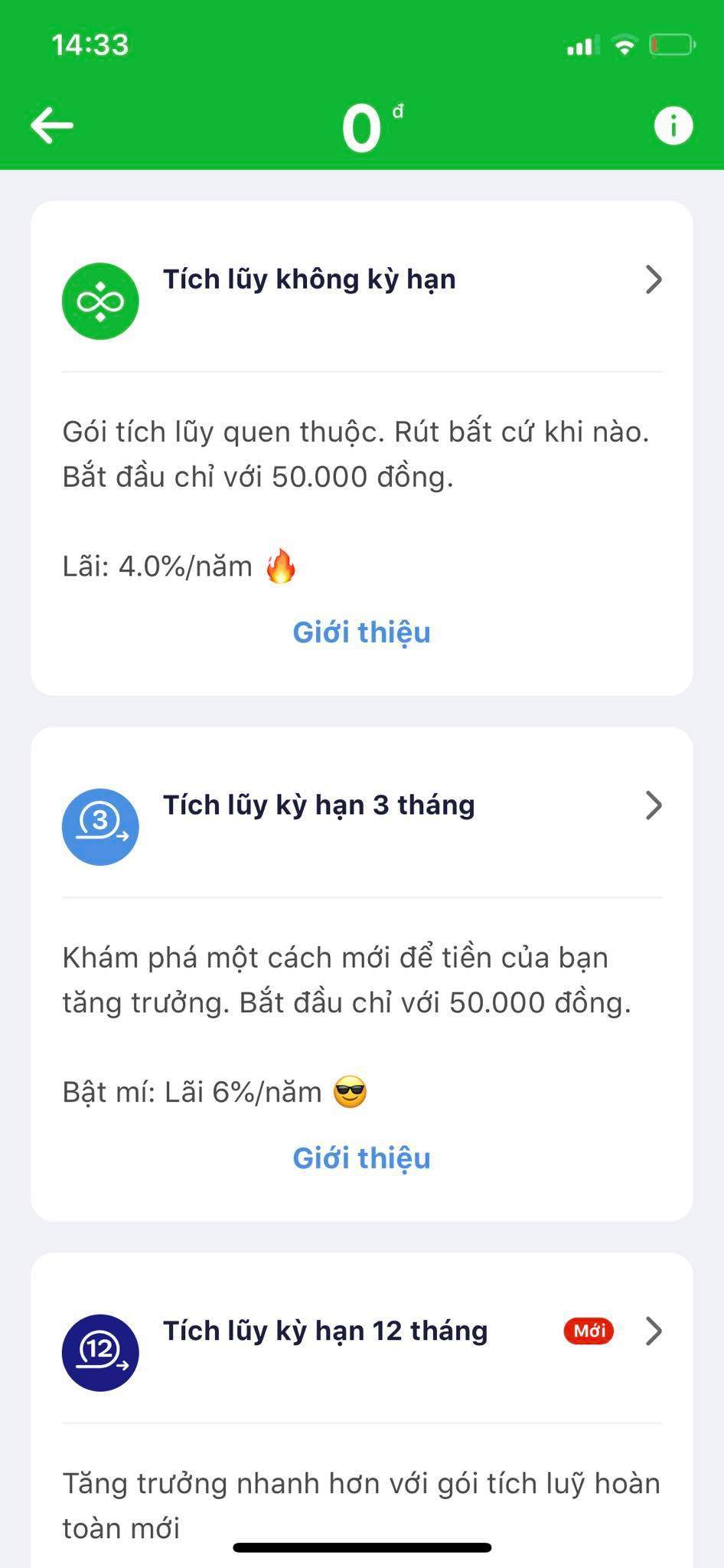 Các gói tích lũy trên Finhay