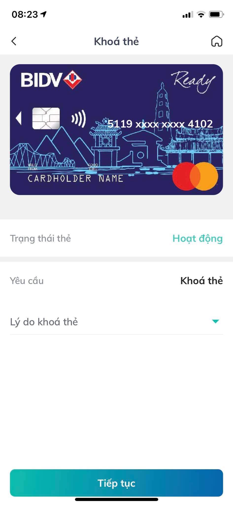 Chọn lý do khóa để thực hiện giao dịch