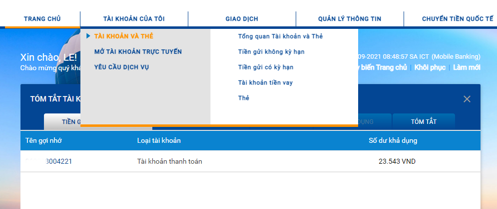 Khóa thẻ tín dụng Sacombank 