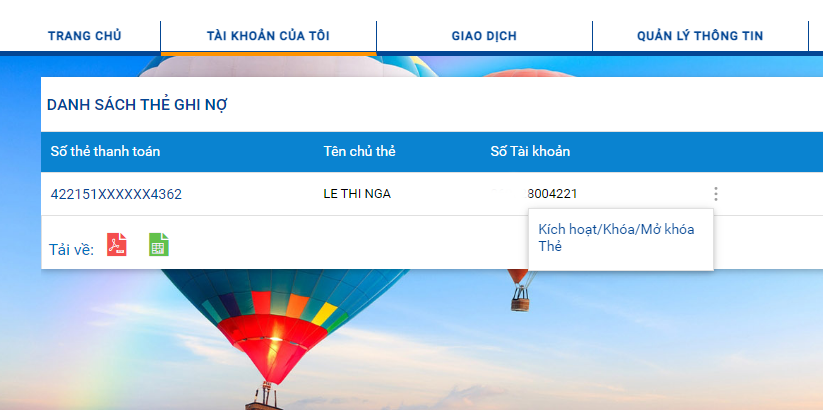 Nhấn chọn kích hoạt hoặc khóa tài khoản