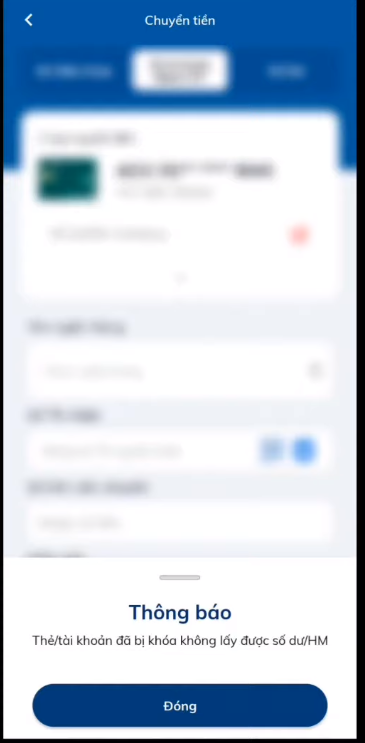 Hệ thống thông báo thẻ bạn đang khóa 