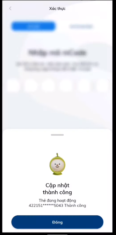 Hệ thống thông báo mở khóa thẻ thành công 