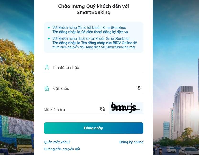 Đăng nhập Internet Banking 