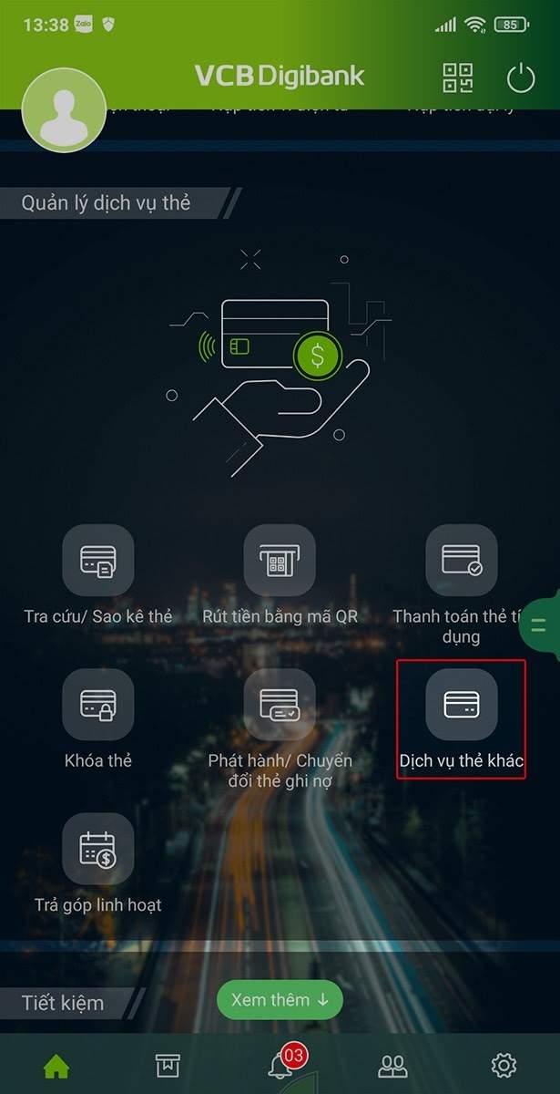 Chọn tính năng dịch vụ khác 