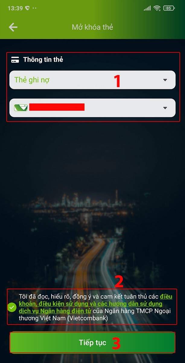 Chọn loại thẻ muốn khóa 