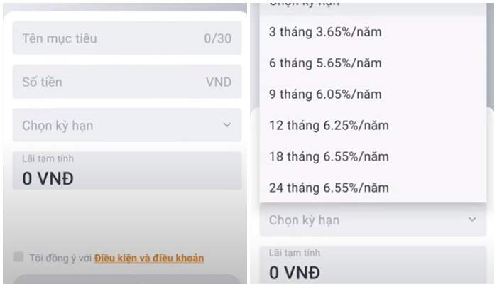 Nhập thông tin gói tiết kiệm