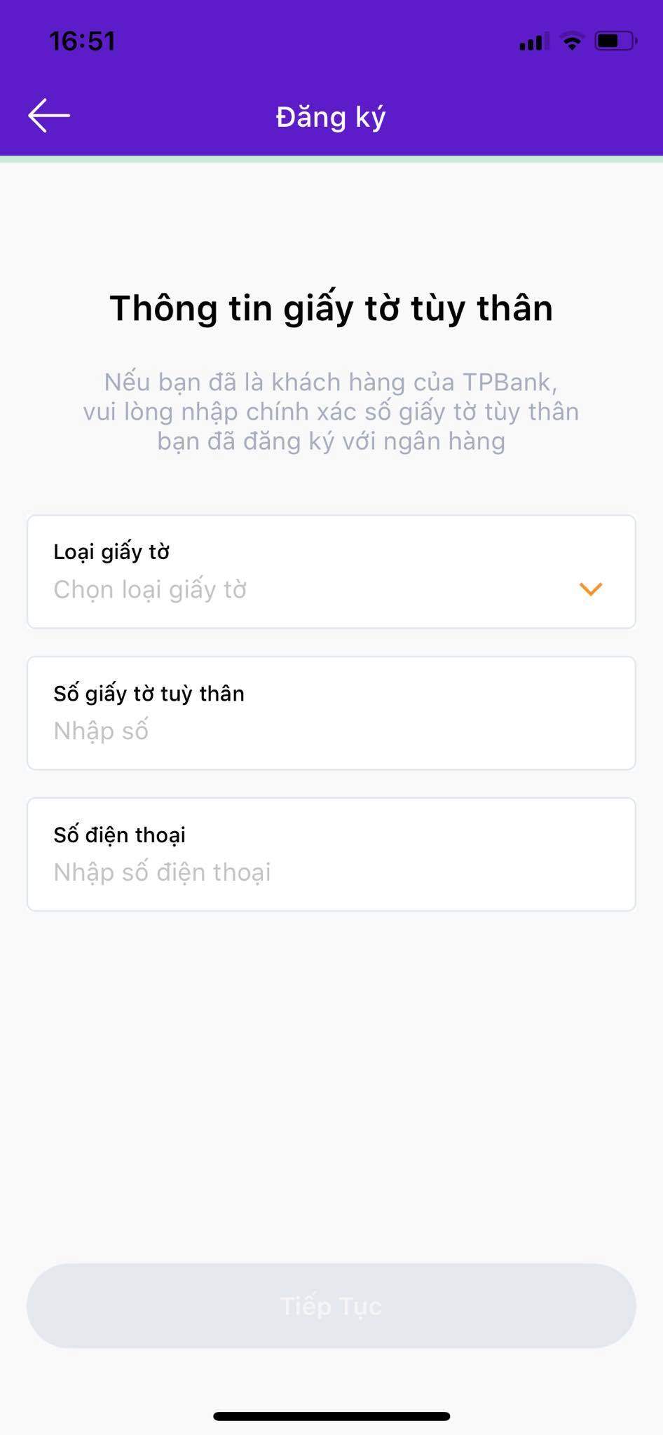 Nhập thông tin cá nhân