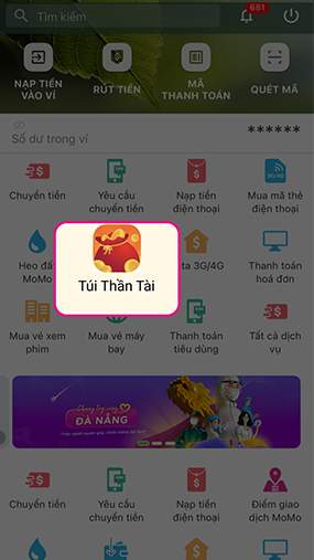 Chọn tính năng tiết kiệm trên Túi Thần Tài