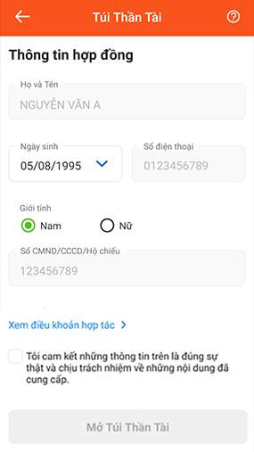 Điền thông tin cá nhân