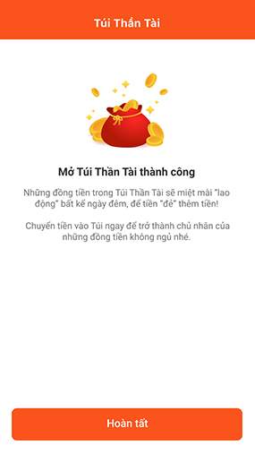 Hoàn tất mở Túi Thần Tài