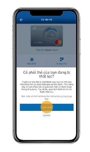 Khóa thẻ ngay lập tức 