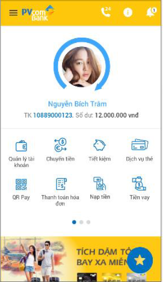 Nhấn vào tính năng dịch vụ thẻ 