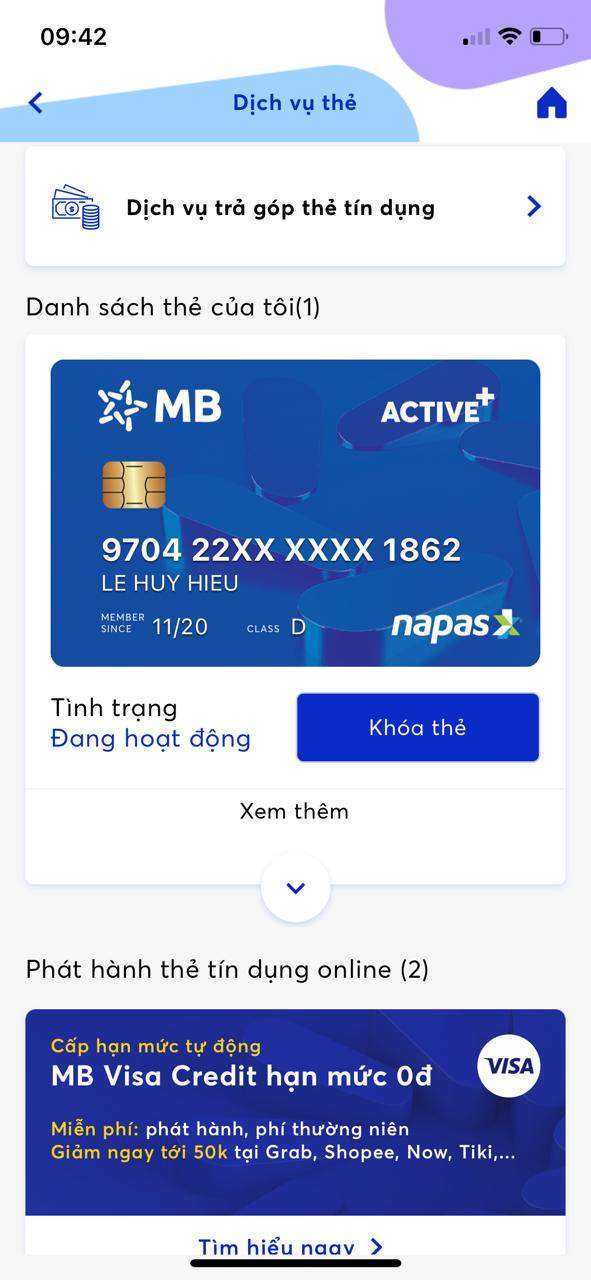 Nhấn khóa thẻ để thực hiện