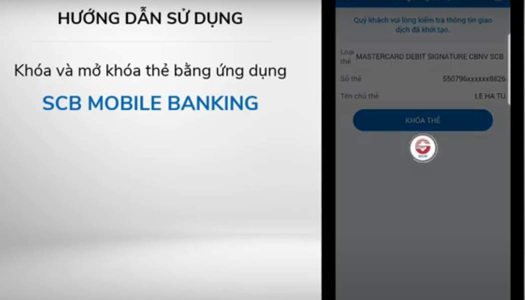 Thực hiện khóa thẻ SCB