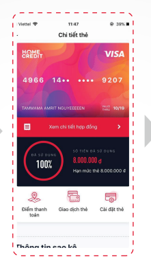 Nhấn chọn mục cài đặt thẻ 