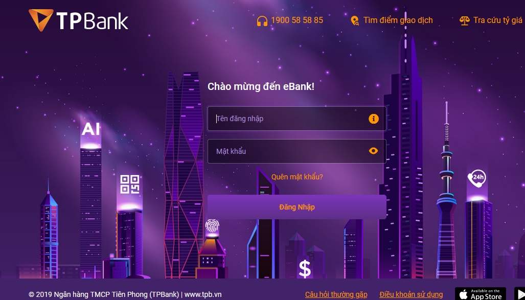 Khóa thẻ trên Internet Banking 