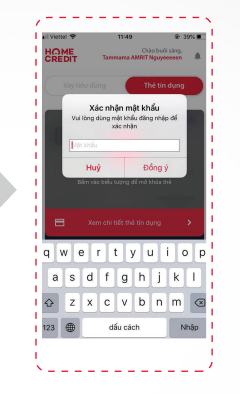 Nhập mật khẩu để thực hiện giao dịch 