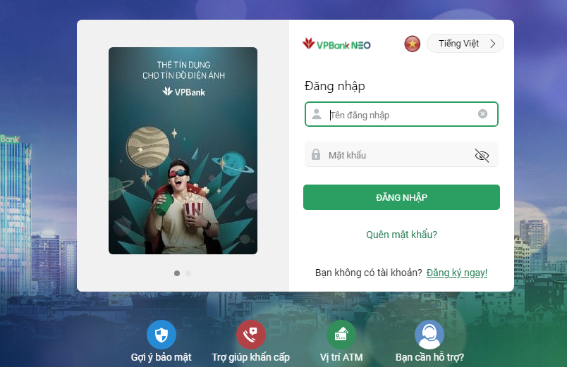 Mở khóa thẻ ATM VPBank trên Internet Banking