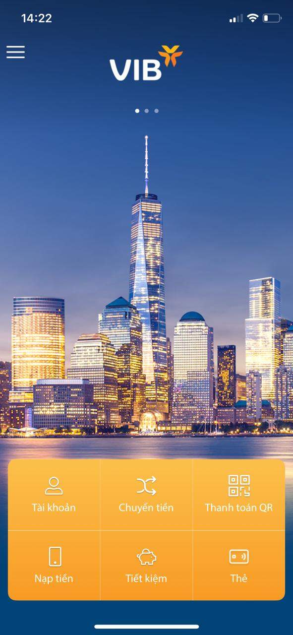 Nhấn vào mục thẻ tại trang chủ ứng dụng 